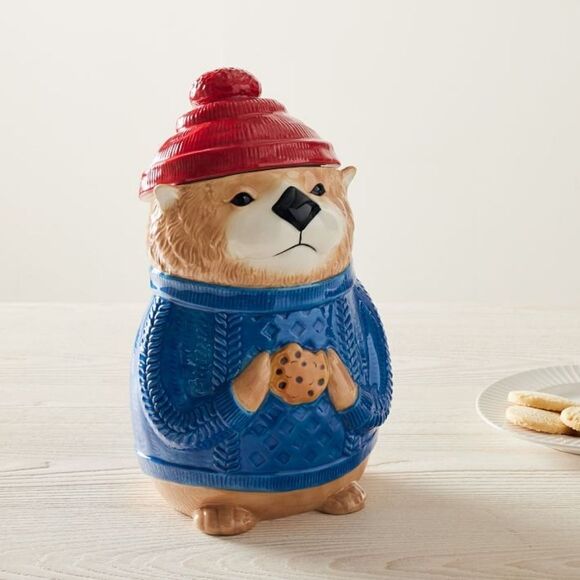 West Elm Dapper Holiday Bear Cookie Jar - Picture 2 of 7